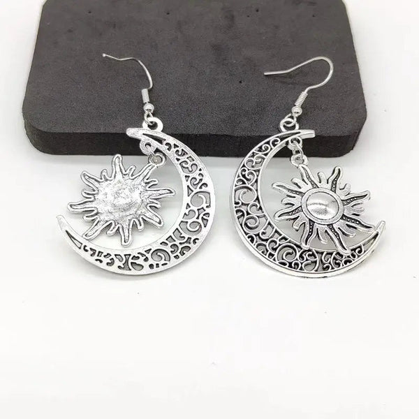Lovcia Celestial Heart & Star Electroplated Earrings-Earrings-Antique Silver-Antique Silver