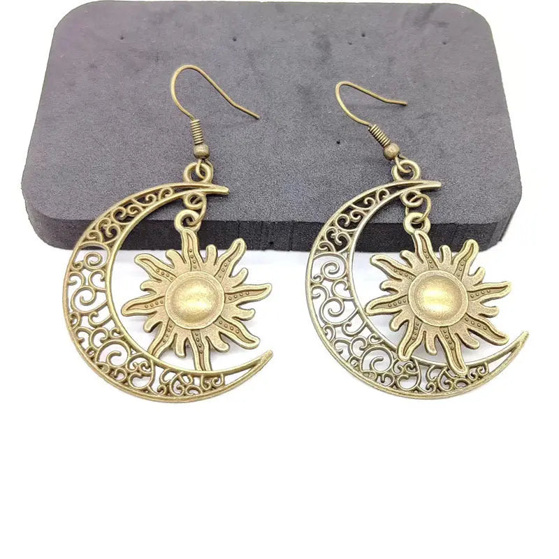 Lovcia Celestial Heart & Star Electroplated Earrings-Earrings-Bronze-Bronze