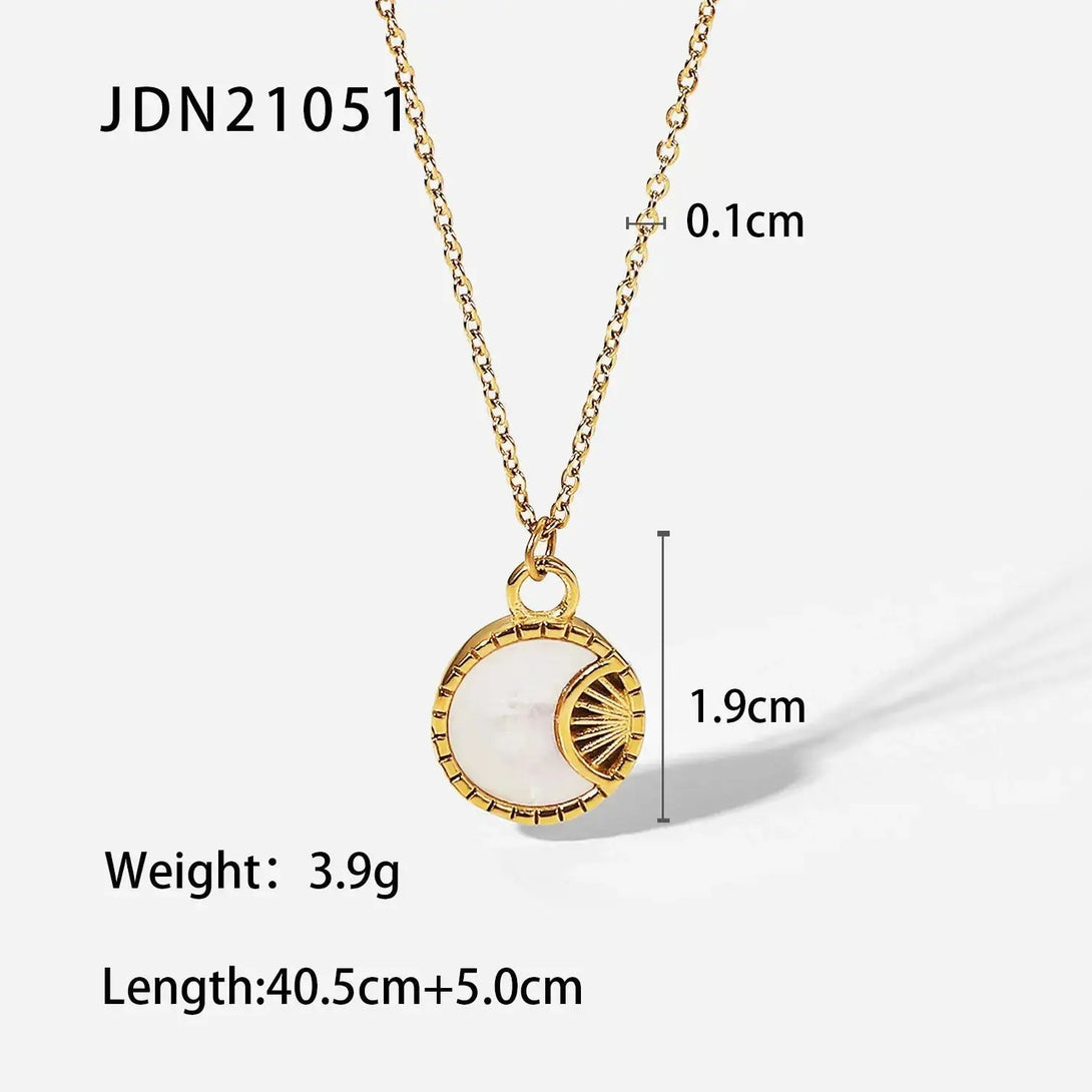 Lovcia Celestial Radiance Gilded Stainless Steel Moon Necklace-Necklaces-JDN21051-JDN21051