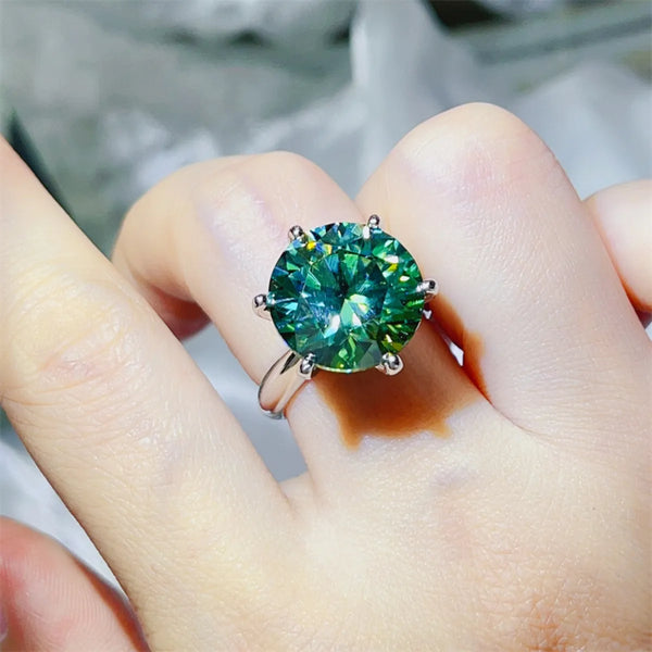 Lovcia Center Stone 10 Carat Moissanite 925 Sterling Silver Ring for Women - Green-5- - Buy latest trendy Rings for Women and Girls