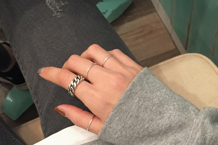 Lovcia Chain Adjustable 925 Sterling Silver Open Size Ring-Rings-