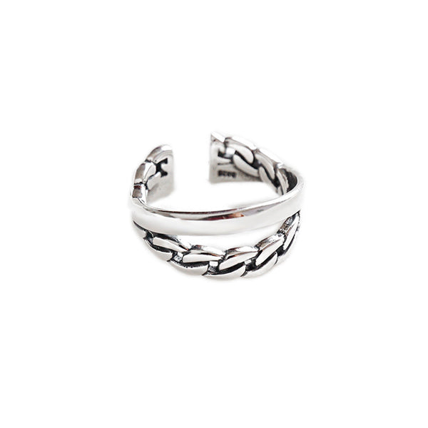 Lovcia Chain Double Layer Ring 925 Silver Adjustable-Rings-Vintage-Vintage