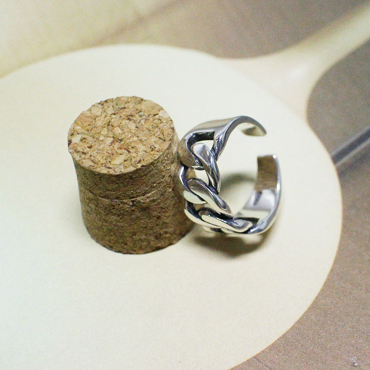 Lovcia Chain Link 925 Sterling Silver Adjustable Ring-Rings-