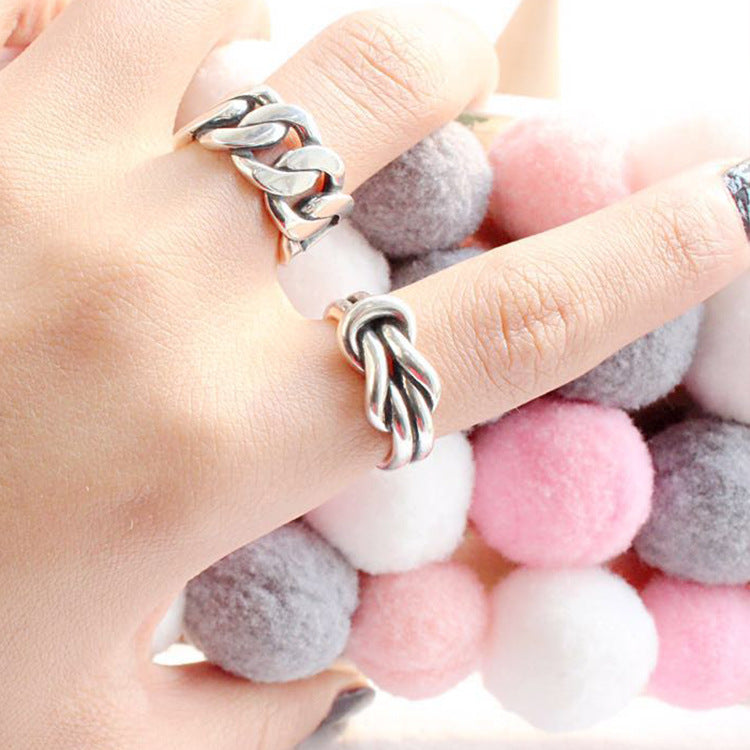 Lovcia Chain Link 925 Sterling Silver Adjustable Ring-Rings-