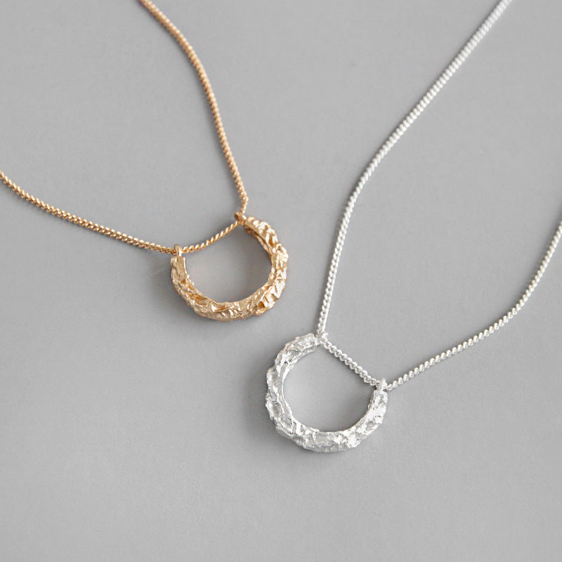 Lovcia Champagne Gold 925 Necklace Semicircle Pendant-Necklaces-Champagne Gold-Champagne Gold