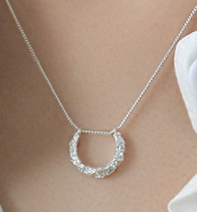 Lovcia Champagne Gold 925 Necklace Semicircle Pendant-Necklaces-Silver-Silver