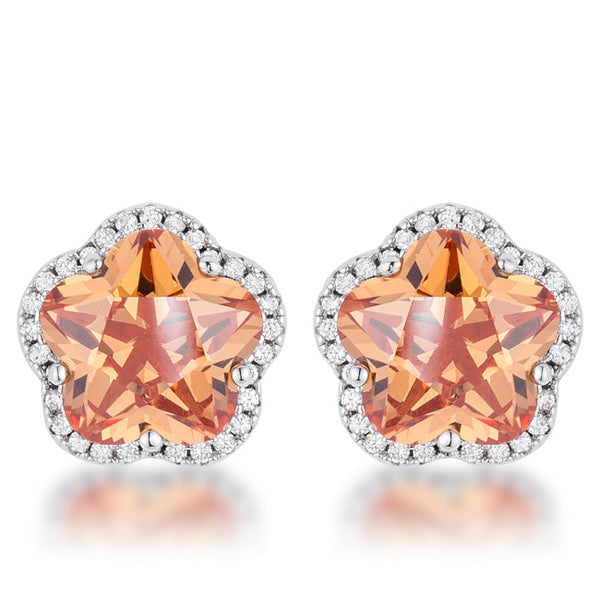 Lovcia Champagne Sparkle Floral CZ Stud Earrings-Earrings-
