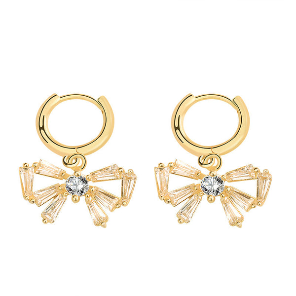 Lovcia Charming Bow-Knot 925 Sterling Silver Hoop Earrings for Women with Cubic Zirconia-Earrings-Yellow Gold-Yellow Gold