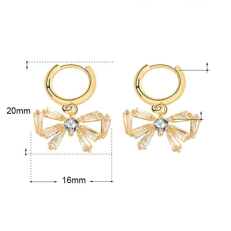 Lovcia Charming Bow-Knot 925 Sterling Silver Hoop Earrings for Women with Cubic Zirconia-Earrings-Yellow Gold-Yellow Gold