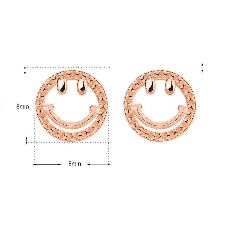 Lovcia Charming Mini Smile Face Rose Gold 925 Sterling Silver Stud Earrings for Women-Earrings-Rose Gold-Rose Gold