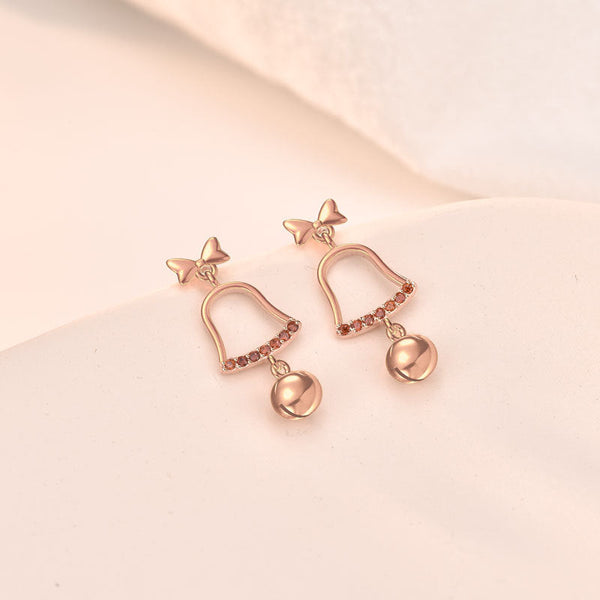 Lovcia Charming Red CZ Bell Rose Gold Plated 925 Sterling Silver Drop Earrings for Women-Earrings-Rose Gold-Rose Gold