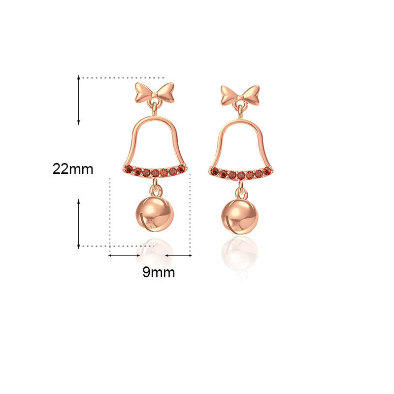 Lovcia Charming Red CZ Bell Rose Gold Plated 925 Sterling Silver Drop Earrings for Women-Earrings-Rose Gold-Rose Gold