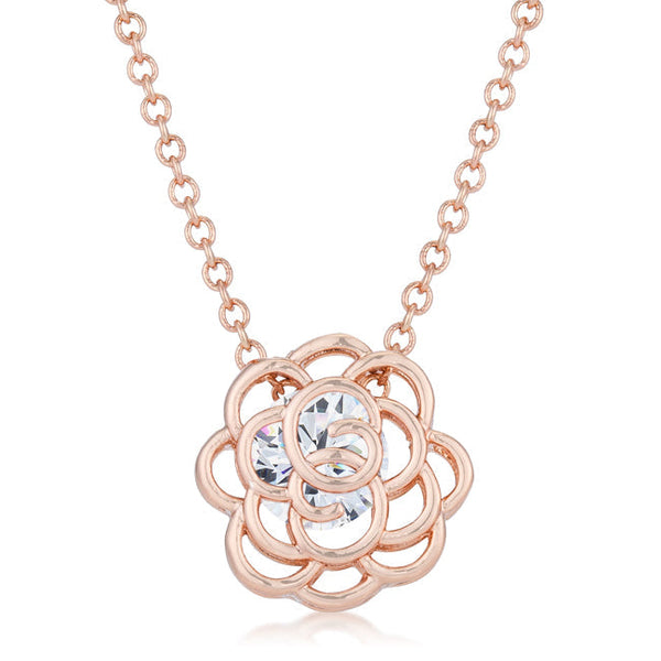 Buy LOVCIA Maya 1.28 Carat Cubic Zirconia Rose Gold Pendant with Rose Drop Design - Latest Stylish Pendants for Women