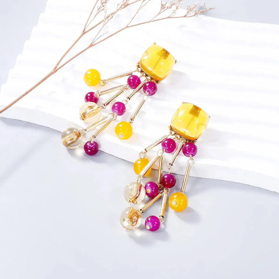 Lovcia Chic Acrylic Drop Earrings for Women-Earrings-Tangerine-One Size-Tangerine