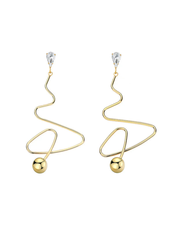 Lovcia Chic Asymmetrical Statement Earrings for Women-Earrings-Gold-Gold