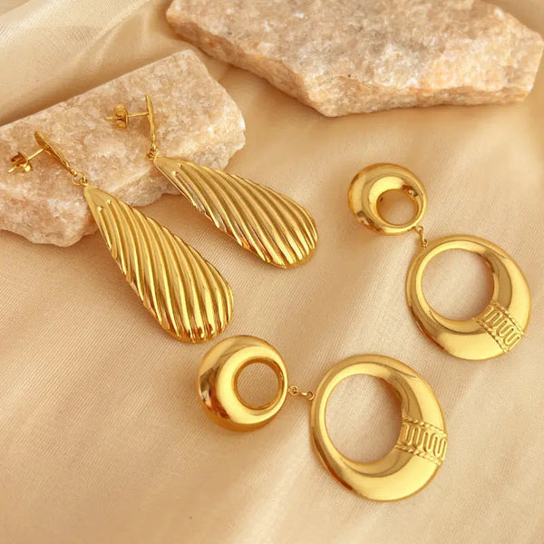 Lovcia Chic Retro Geometric Stainless Steel Earrings for Women-Earrings-RSYS302-RSYS302
