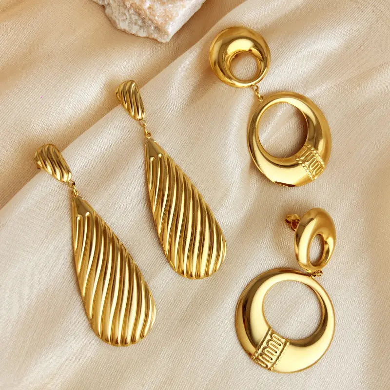 Lovcia Chic Retro Geometric Stainless Steel Earrings for Women-Earrings-RSYS302-RSYS302