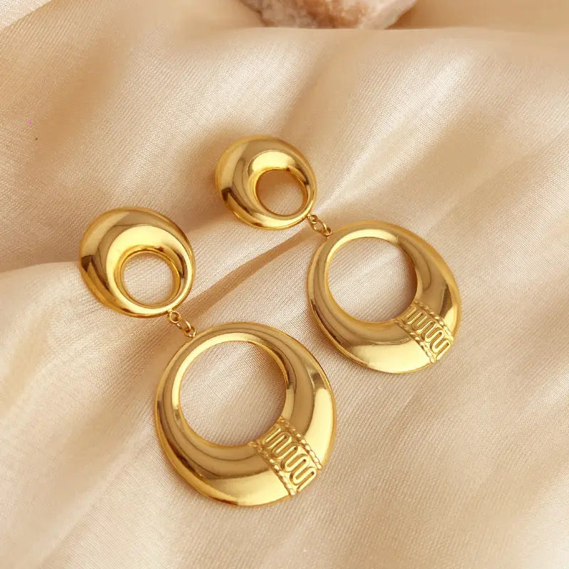 Lovcia Chic Retro Geometric Stainless Steel Earrings for Women-Earrings-RSYS302-RSYS302
