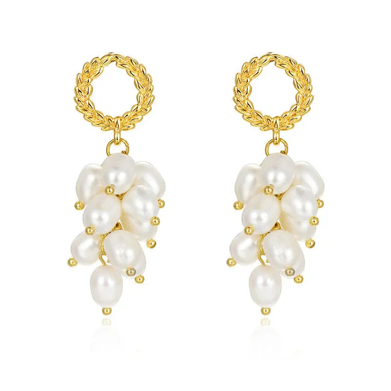 Lovcia Chic Retro Long Earrings for Women with Natural Freshwater Beads-Earrings-Gold-Gold