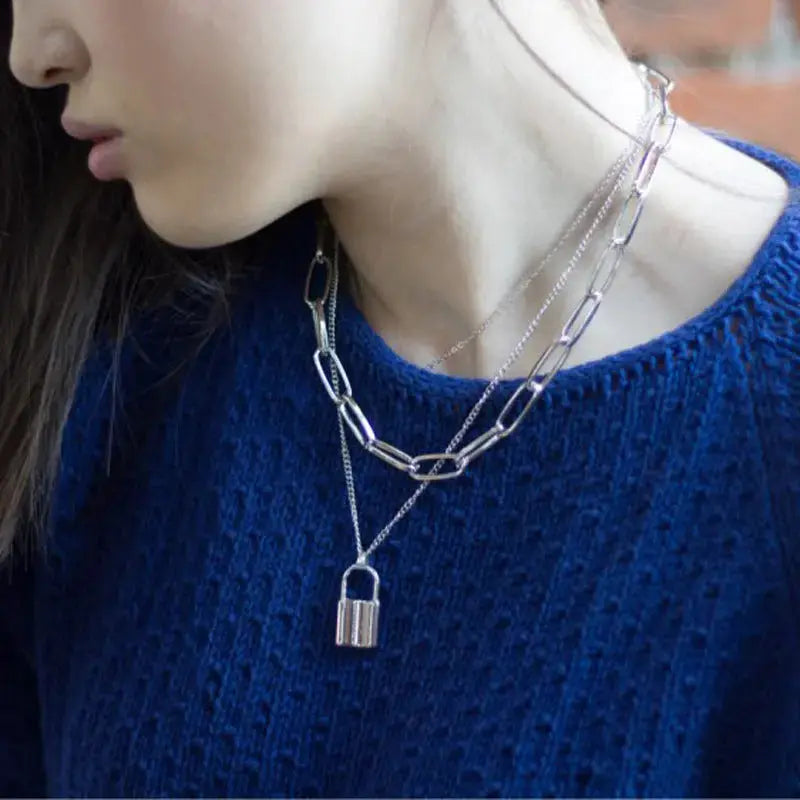 Lovcia Chic Retro Revival Chain Lock Pendant - Unlock Your Style Power-Necklaces-A Silver-A Silver