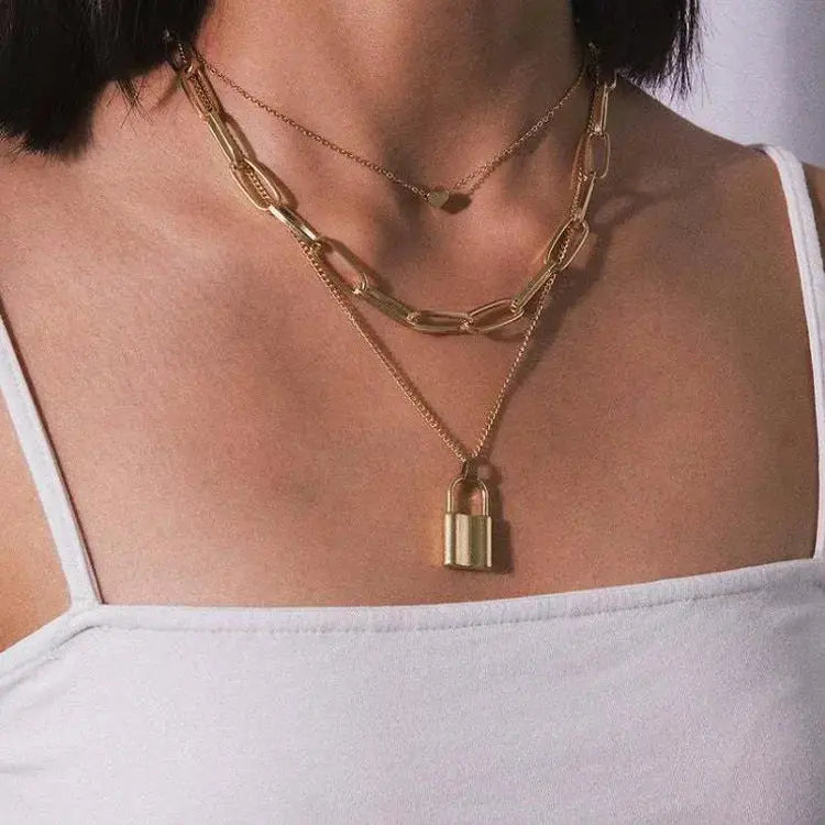 Lovcia Chic Retro Revival Chain Lock Pendant - Unlock Your Style Power-Necklaces-A Silver-A Silver