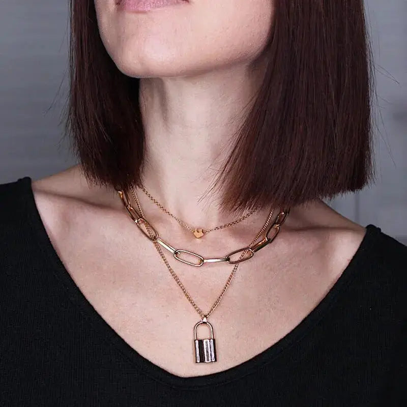 Lovcia Chic Retro Revival Chain Lock Pendant - Unlock Your Style Power-Necklaces-A Silver-A Silver