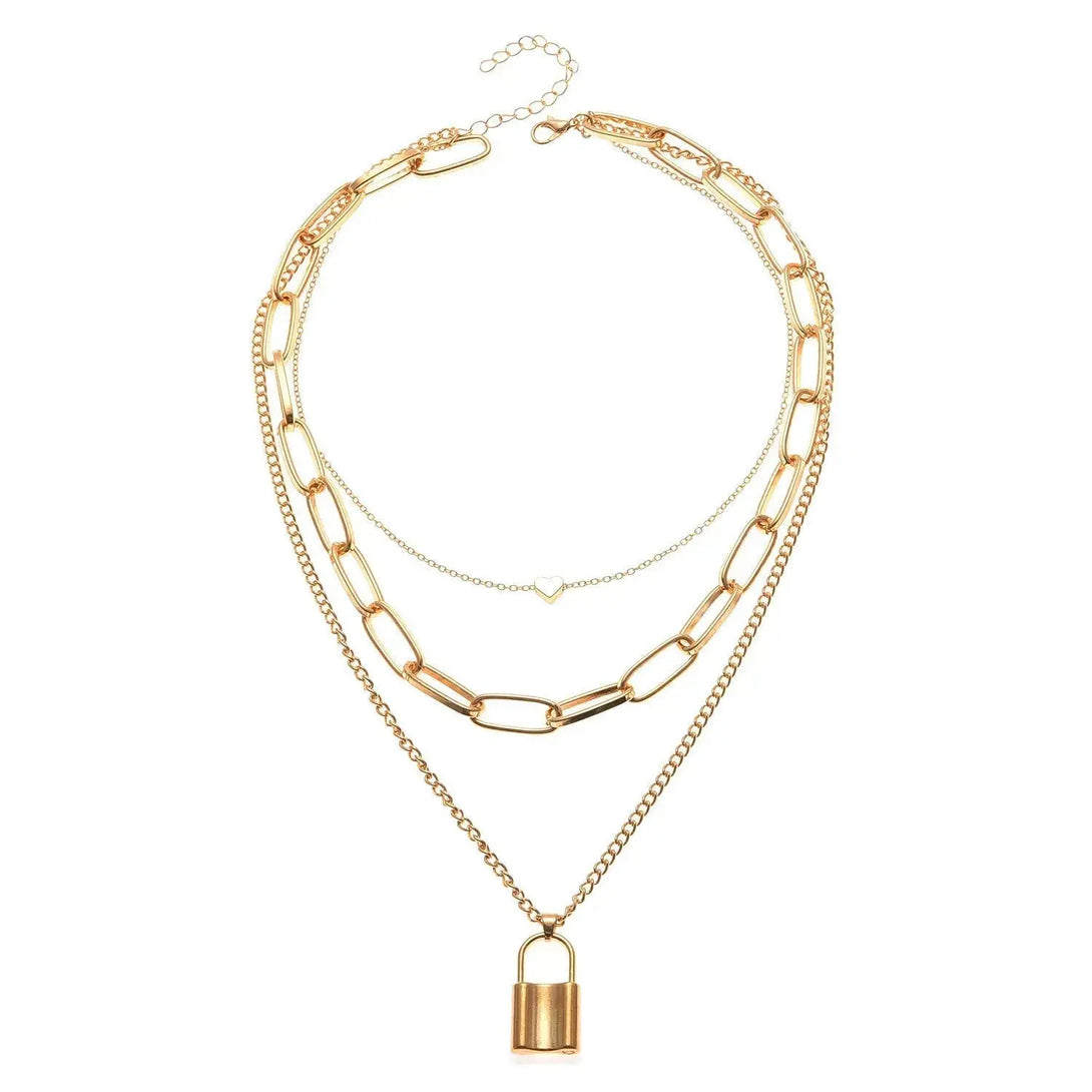 Lovcia Chic Retro Revival Chain Lock Pendant - Unlock Your Style Power-Necklaces-Gold-Gold
