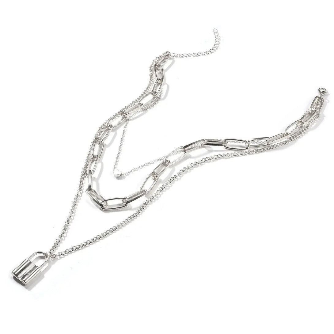 Lovcia Chic Retro Revival Chain Lock Pendant - Unlock Your Style Power-Necklaces-Silver-Silver