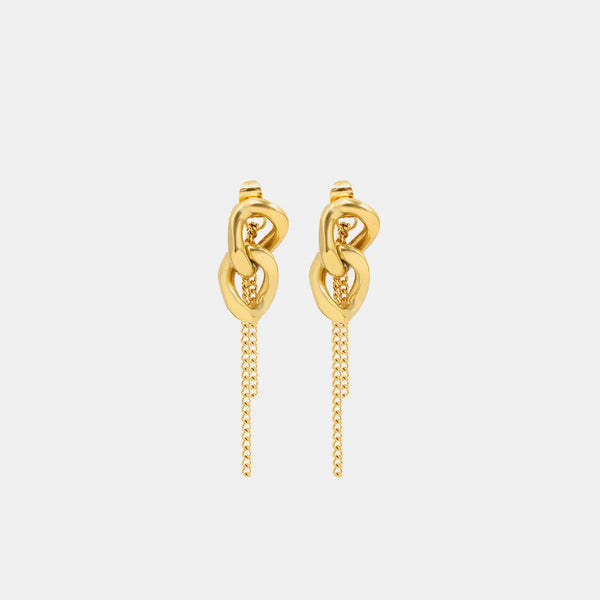 Lovcia Chic Titanium Chain Link Earrings for Women-Earrings-Gold-One Size-Gold