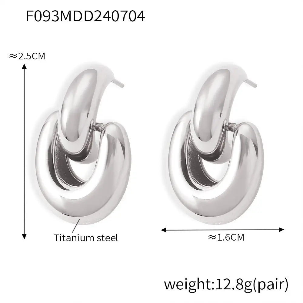 Lovcia Chic U-Shaped 18K Gold Titanium Steel Buckle Stud Earrings-Earrings-F093 Steel Earrings-F093 Steel Earrings