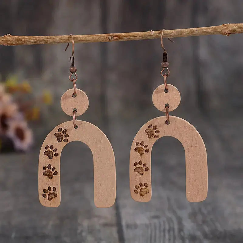 Lovcia Chic Wooden Geometric Design Earrings for Women-Earrings-Camel-One Size-Camel