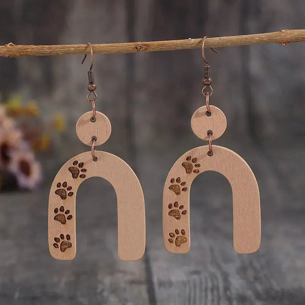 Lovcia Chic Wooden Geometric Design Earrings for Women-Earrings-Camel-One Size-Camel