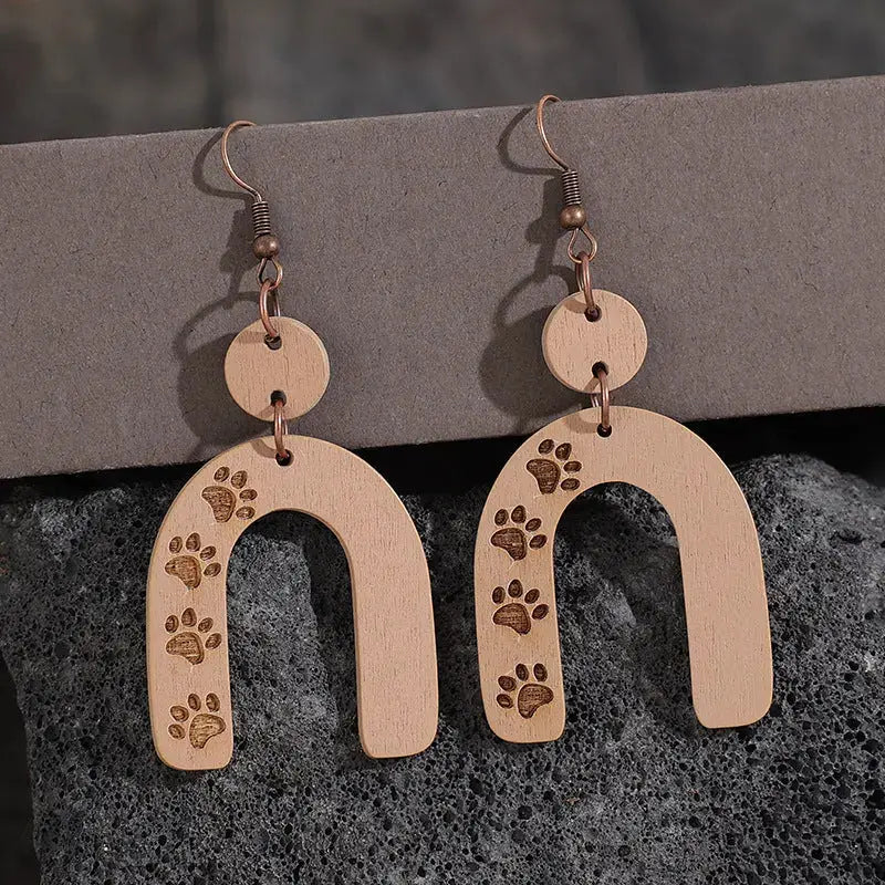 Lovcia Chic Wooden Geometric Design Earrings for Women-Earrings-Camel-One Size-Camel