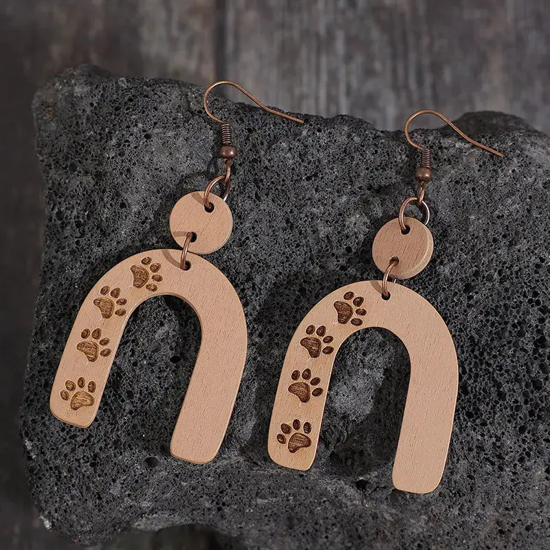Lovcia Chic Wooden Geometric Design Earrings for Women-Earrings-Camel-One Size-Camel