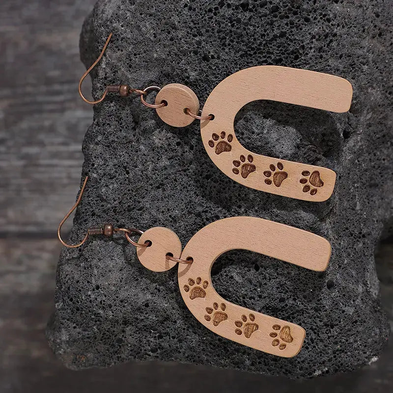 Lovcia Chic Wooden Geometric Design Earrings for Women-Earrings-Camel-One Size-Camel