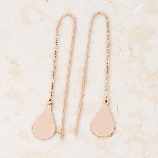 Lovcia Chloe Rose Gold Rhodium-Plated Stainless Steel Teardrop Earrings-Earrings-