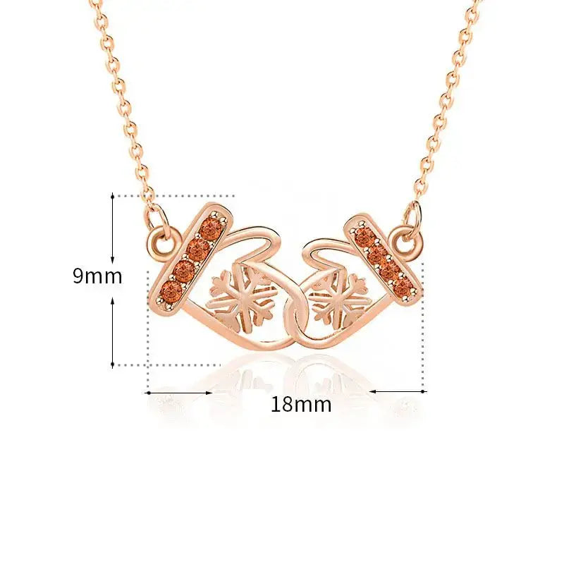 Lovcia Christmas CZ Snowfalke Glove 925 Sterling Silver Necklace-Necklaces-