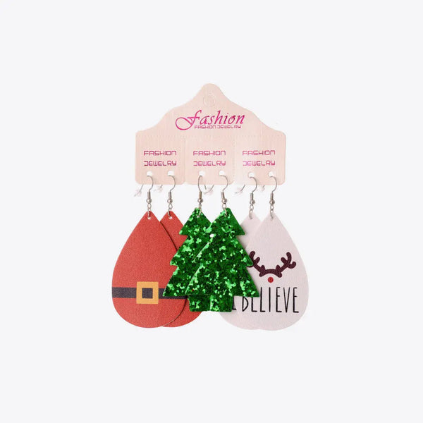 Lovcia Christmas PU Earrings Set-Earrings-Style C-One Size-Style C