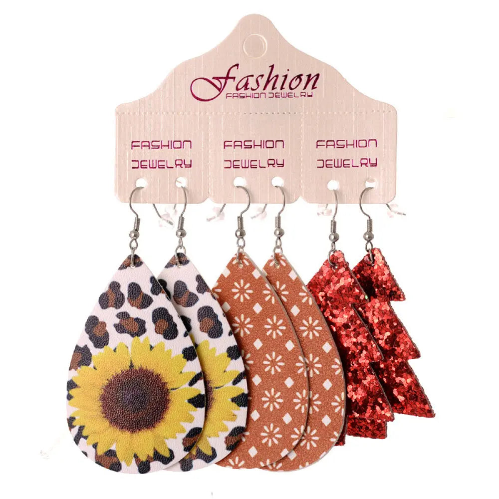 Lovcia Christmas PU Earrings Set-Earrings-Style D-One Size-Style D