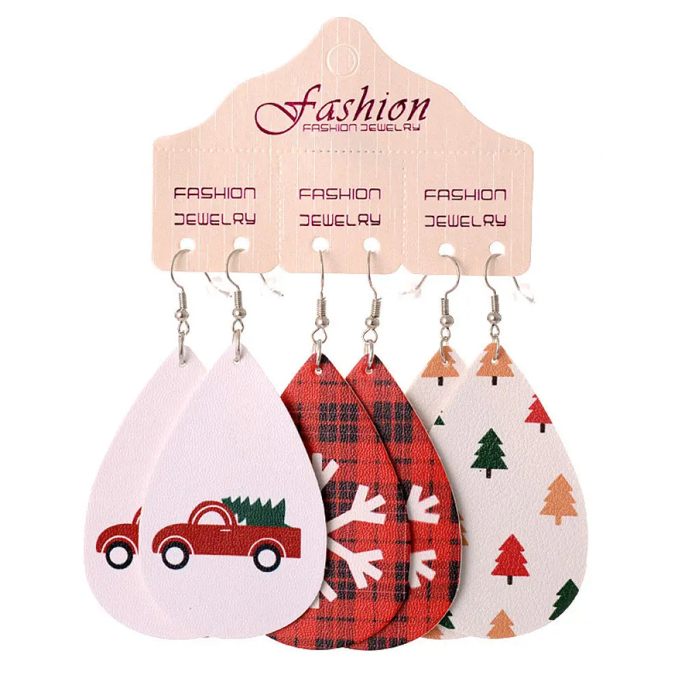 Lovcia Christmas PU Earrings Set-Earrings-Style F-One Size-Style F