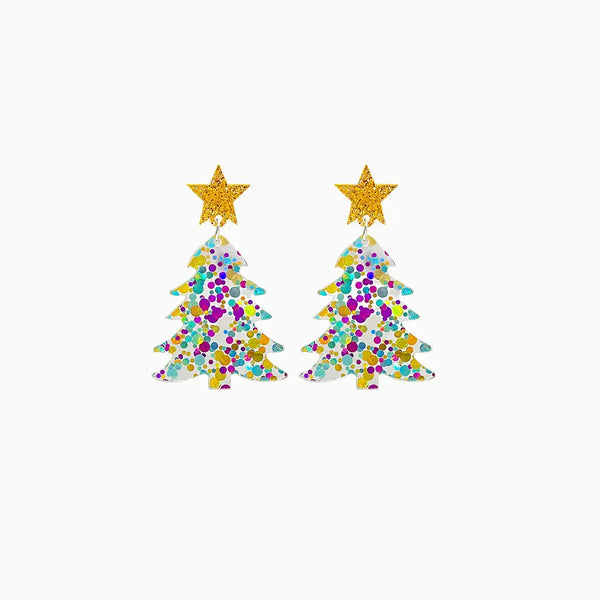 Lovcia Christmas Tree Acrylic Dangle Earrings-Earrings-Deep Red-One Size-Deep Red