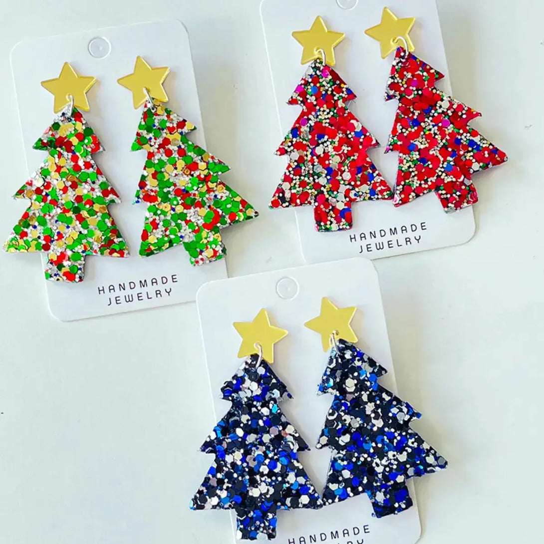 Lovcia Christmas Tree Acrylic Dangle Earrings-Earrings-Mid Green-One Size-Mid Green