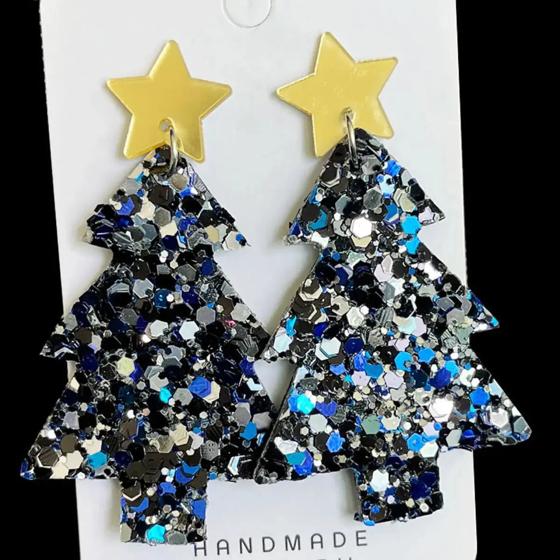 Lovcia Christmas Tree Acrylic Dangle Earrings-Earrings-Navy-One Size-Navy
