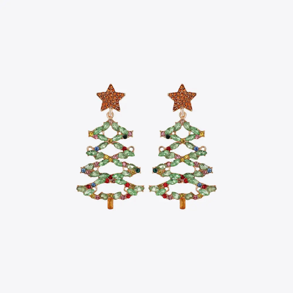 Lovcia Christmas Tree Rhinestone Alloy Earrings-Earrings-Gum Leaf-One Size-Gum Leaf