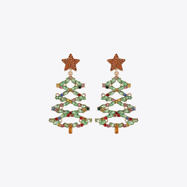 Lovcia Christmas Tree Rhinestone Alloy Earrings-Earrings-Gum Leaf-One Size-Gum Leaf