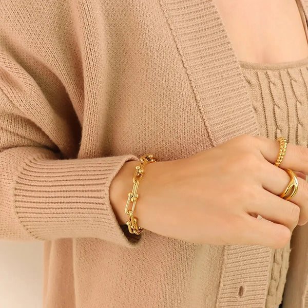 Lovcia Chunky Chain Titanium Steel Bracelet-Bracelets-Gold-One Size-Gold