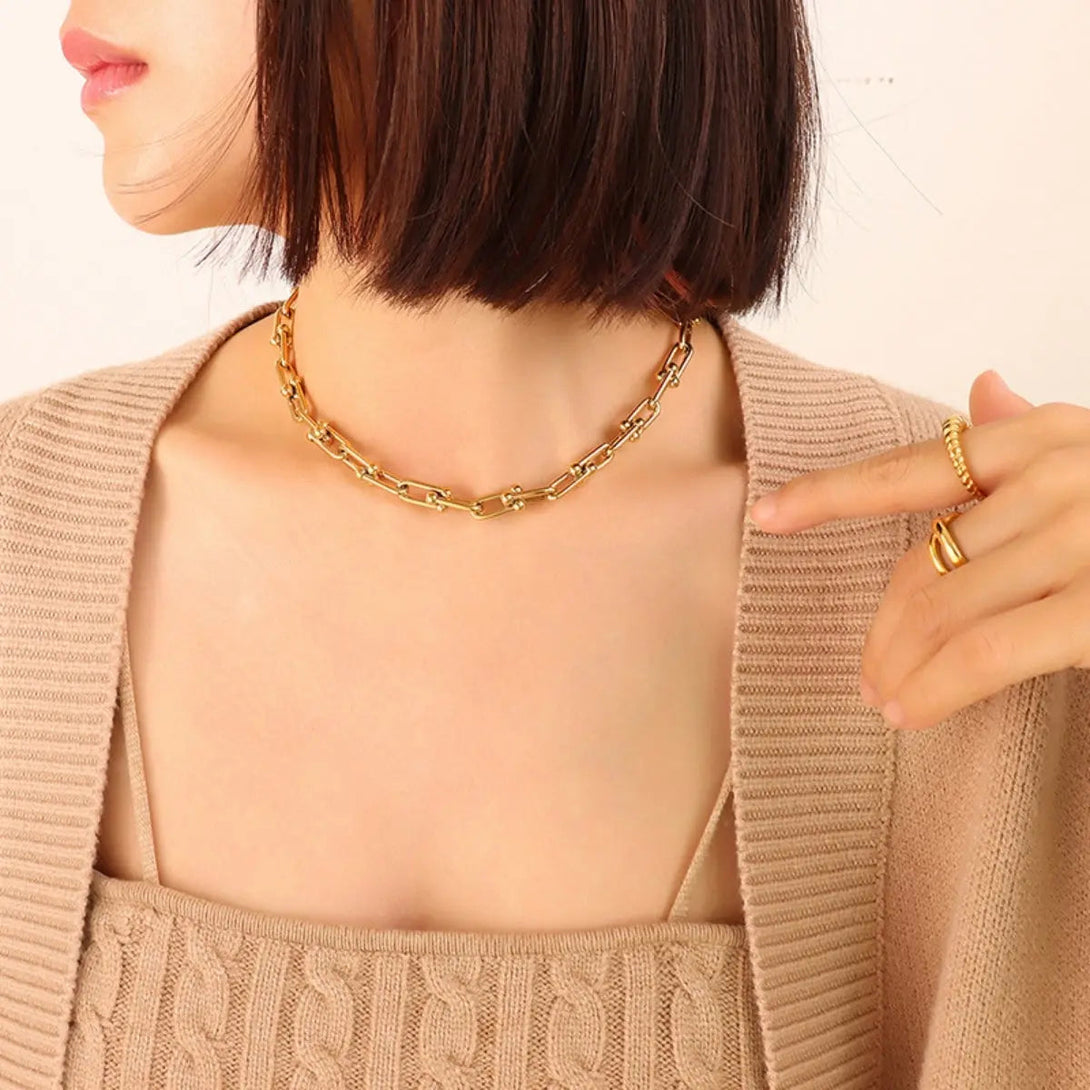 Lovcia Chunky Chain Titanium Steel Necklace-Necklaces-Gold-One Size-Gold