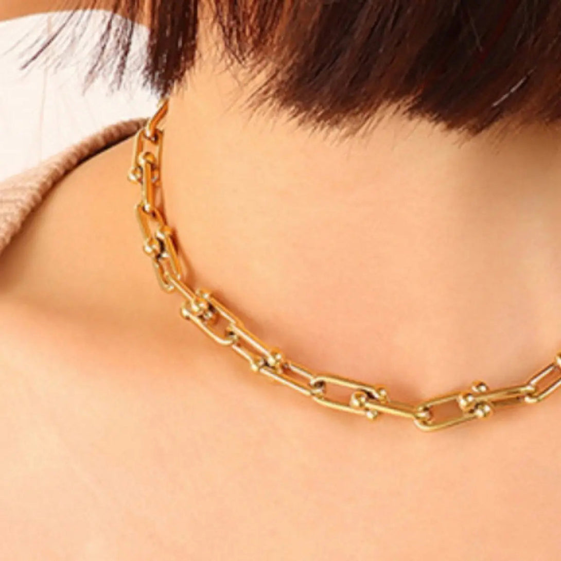 Lovcia Chunky Chain Titanium Steel Necklace-Necklaces-Gold-One Size-Gold