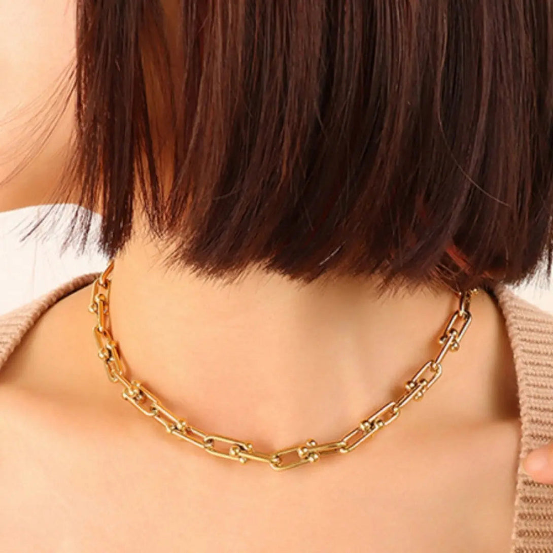 Lovcia Chunky Chain Titanium Steel Necklace-Necklaces-Gold-One Size-Gold