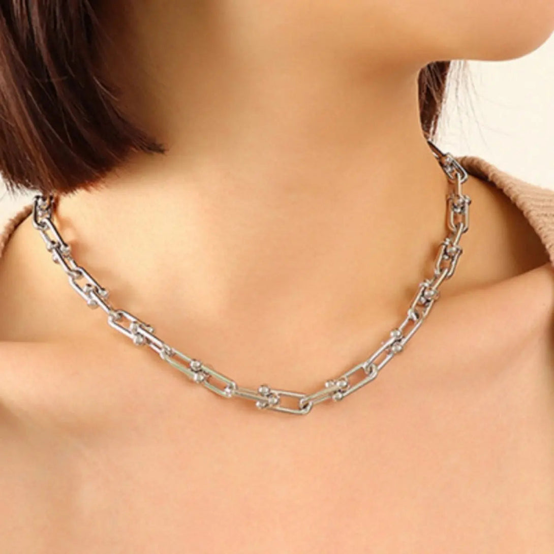 Lovcia Chunky Chain Titanium Steel Necklace-Necklaces-Gold-One Size-Gold